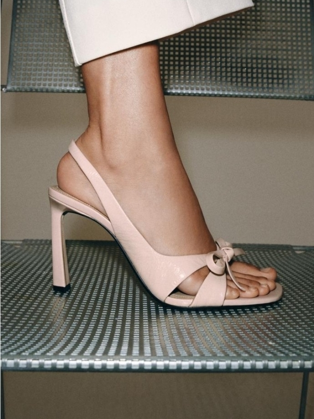 Zara Blush Pink Knot Slingback Heels